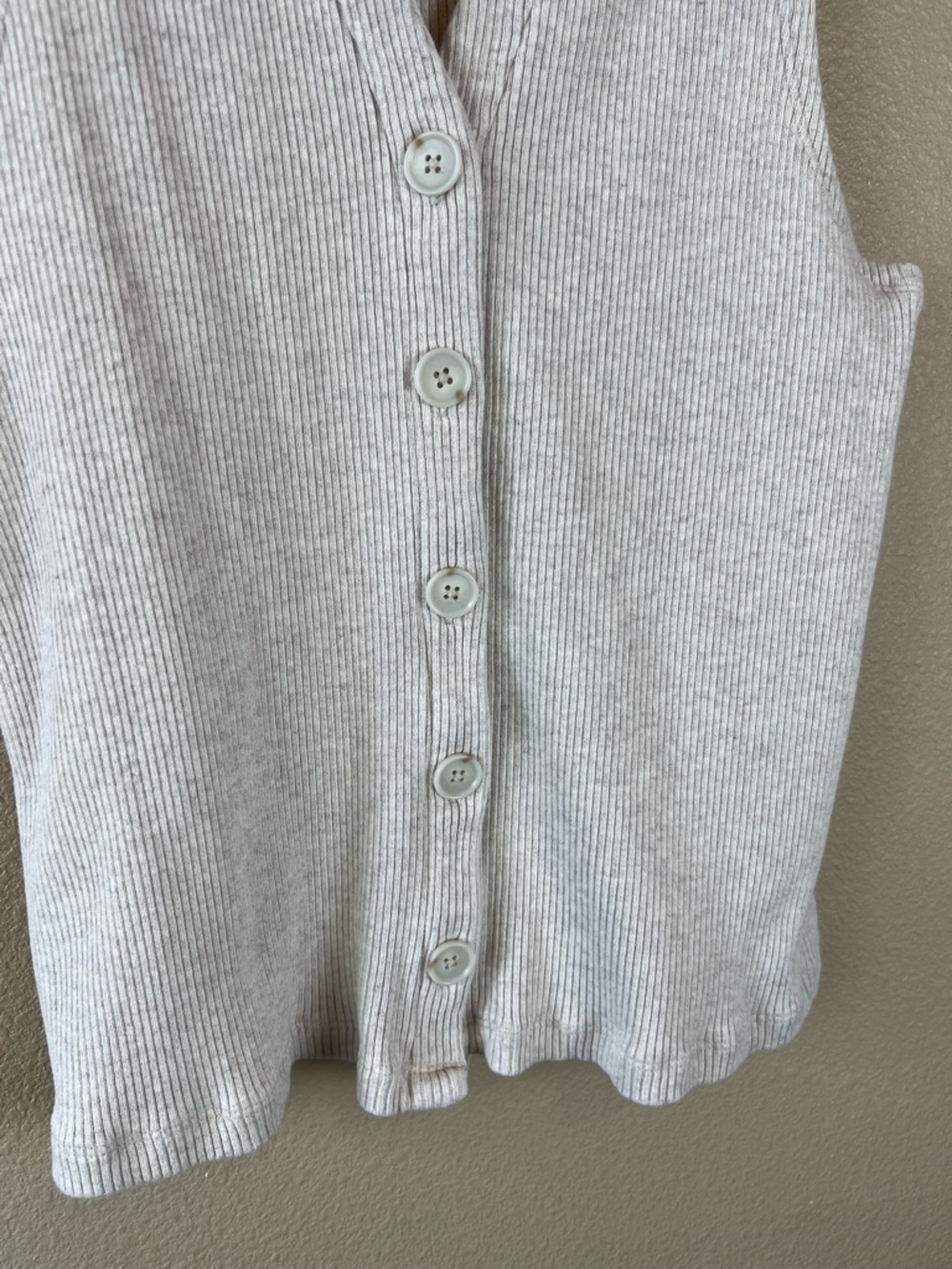 Madewell Cream Ribbed Button-Front Tank - Picture 5 of 8